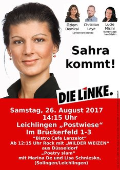 Sahra kommt! Am 26.08. nach Leichlingen.